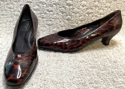 Beautifeel Brown Black Animal Print Patent Leather Pumps 40 9 NEW NWOB - Image 1 of 4