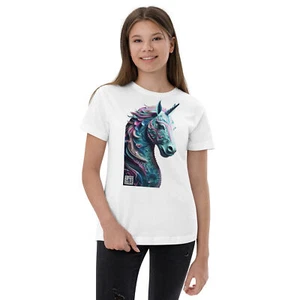 Kids Unicorn T-Shirt smartphone camera scannable AR/QR code produces a 3D image - Picture 1 of 13