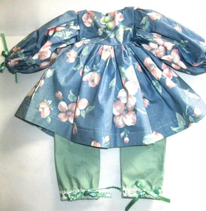 Doll Dress 2 Piece 15” Doll Floral Dress/pantaloons Blue green Ribbons EUC! - Picture 1 of 5