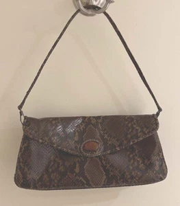 Authentic VIA SPIGA Genuine Python Snake Skin Shoulder Bag Clutch Handbag EUC - Picture 1 of 10