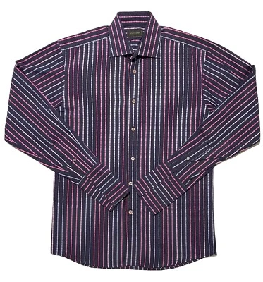 Duchamp Multicolor Striped French Cuff Long Sleeve Men Shirt Size 15.5-39 Italy - Image 1 of 4