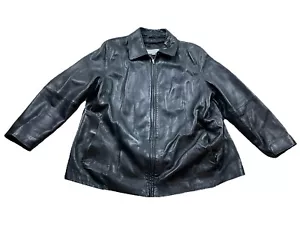 Chaqueta de Cuero Suave Negra LIZ CLAIBORNE Talla 1X ¡Excelente Estado! - Imagen 1 de 5