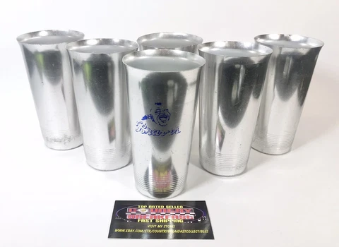 Vintage Atlanta Braves MLB Baseball West Bend USA Made Aluminum Glasses Cups Cover