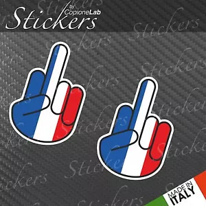 2 adesivi auto moto JDM sticker bomb shocker hand dito medio France flag small - Bild 1 von 1