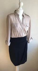 Et Vous ladies black / beige viscose blend shirtdress size M Medium  - Picture 1 of 8