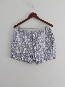 Old Navy SZ 8 Floral Blue White Linen Rayon Blend Women's Shorts Slash Pockets - Picture 1 of 12