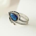 Antique Teardrop Swiss Blue Topaz Gemstone Silver Rings Size 6-10 Holiday Gift
