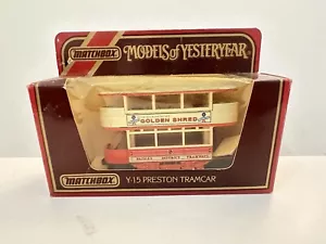 Matchbox Models of Yesteryear Y15 Tramway PRESTON Tramcar Golden Shred - Picture 1 of 3