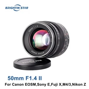 Brightin Star 50mm F1.4 II APS-C Manual Focus Lens For Canon Sony E Fuji X M4/3 - Picture 1 of 8