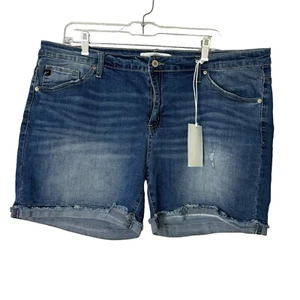 KanCan Shorts Womens 3XL 30 Denim Cut Offs Rolled Up Hem Medium Wash Stretch NEW - Picture 1 of 13