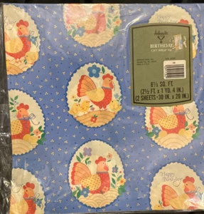 Botschafter Geburtstag Geschenkpapier Huhn Küken 2 Blatt 8,33 Quadratfuß versiegelt - Bild 1 von 2