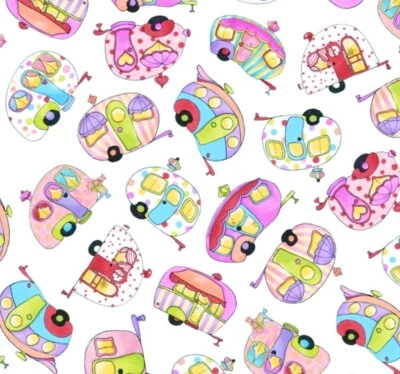 Loralie Designs - Tipsy Trailer Quilting and  Crafting Fabric - with Campers - Image 1 of 4