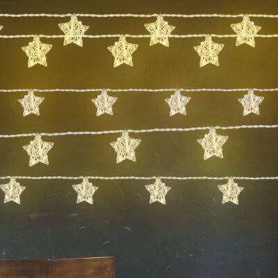Luci Leuchtekette Lampada Decorativa Natale Batteria 50x LED Stelle Argento - Immagine 1 di 4