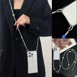 Anti-lost Flower Love Heart Pearl Beaded Crossbody Long Phone Chain Bags Decor - Zdjęcie 1 z 5