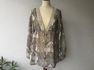 Tunika Bluse von FRANSA in beige/hellbraun/hellblau Gr. M NEU NP 34,95 - Bild 1 von 4