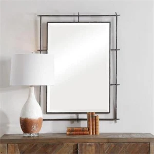 Uttermost Ironworks Contemporary Iron and MDF Wood Mirror in Black - Picture 1 of 7