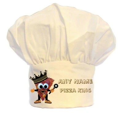 PRESENT2FUTURE PERSONALISIERTE KOCHMÜTZE PIZZA KING DRUCK 100 % POLYESTER BBQ GEBURTSTAG WEIHNACHTEN