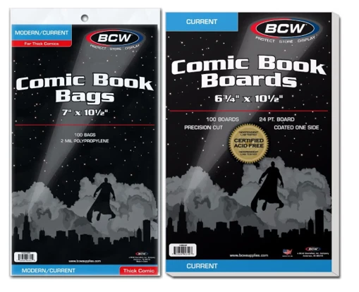 Bolsas gruesas para cómics BCW (modernas/actuales) y tableros (100) archivo sin ácido Foto 1 de 1