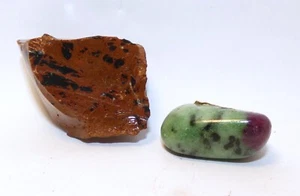 Mineralien Sammlung - Konvolut 2 Mineralien - Obsidian Mahagoni & Rubin Zoisit - Bild 1 von 6