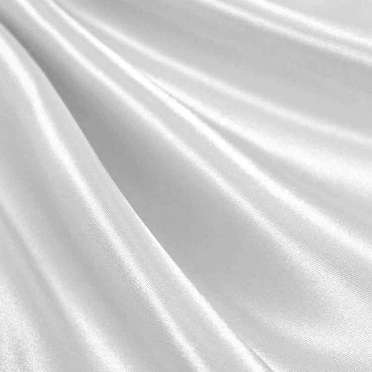 WHITE  SOLID   POLYESTER SATIN FABRIC   1.6  YARDS + X 58"    REMNANT - Image 1 of 1