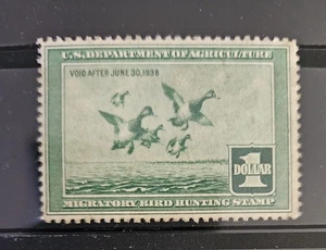 MD US Duck Hunting RW4 partial Gum 1937 CV$140 - Picture 1 of 1