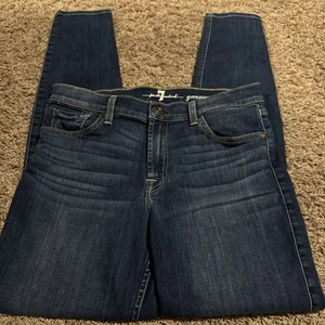 7 For All Mankind High Waist Gwenevere Jeans Women's 30x30 Blue Denim Ankle - Picture 1 of 5
