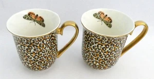 SPODE CREATURES OF CURIOSITY Mug Set of 2 Leopard Butterfly 12 oz. NWOT Rare - Picture 1 of 13