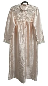 Vtg Barbizon Womens Satin Nightgown Lace Pink Maxi Victorian Long Sleeve READ - Picture 1 of 5