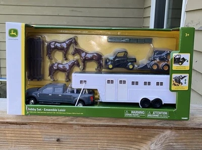 NEW John Deere Hobby Set RSX 860i Gator, 318 Skidsteer Ford F350 Trailer LP75988 - Image 1 of 4