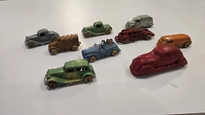 LOT OF 9 Vintage 1930s Diecast Slush Cars, Barclay, Tootsie Toy, Hubley - Image 1 of 4