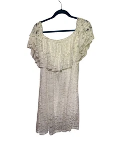 Mini Abito Shein Bianco Occhiellato Corpetto Increspato Elastico Vita Donna 1X - Foto 1 di 5