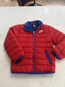 Nike Lightweight kids jacket unisex 5/6 years old red with blue preowned - Picture 1 of 10