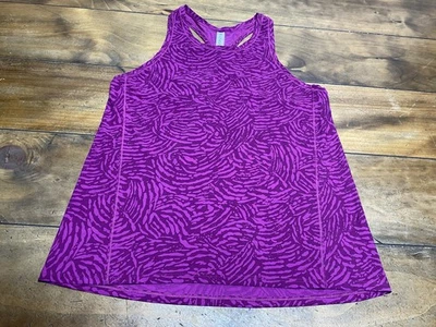 Camiseta deportiva sin mangas Athleta Racer Bank púrpura rosa estampado animal talla pequeña Foto 1 de 4