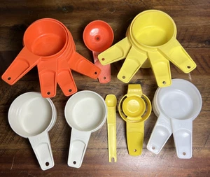 Vintage Tupperware Measuring Cup Egg Yolk Funnel Spoon Orange Yellow White Retro - Picture 1 of 13