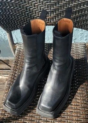 Botines Marsèll Cassetto para mujer 38 EU cuero negro suela puntera cuadrada Foto 1 de 4