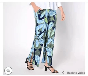 Susan graver tropical botanical print lightweight wide leg cruise beach soliel - Picture 1 of 4