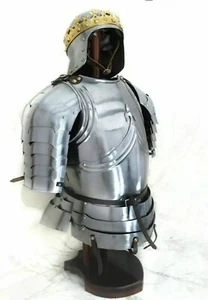 Medieval Steel Fully Wearable Gothic Half Suit Of Armor with pauldrons Costume - Picture 1 of 2