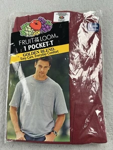 Fruit of The Loom Tee Shirt Golden Blend Pocket Brick Red Sz L Vintage 2001 NWT - Picture 1 of 3