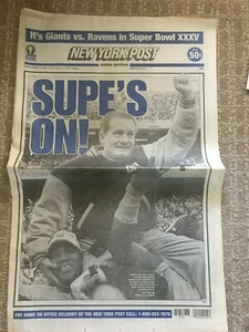 January 15, 2001 New York Post Newspaper Supe's On! Giants in Super Bowl - Picture 1 of 1