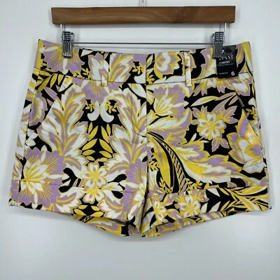 Pantalones Cortos Chinos 7th Avenue NY Para Mujer 6 Amarillos 4" Entrepierna Elastizados Florales Nuevos con Etiquetas Foto 1 de 4