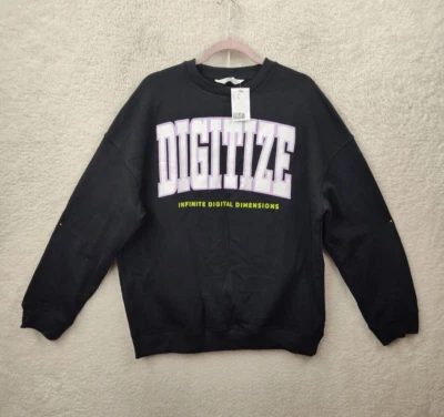 Sudadera H M Niñas 20 Negra Estampada Mezcla de Algodón Manga Larga Informal Pullover Foto 1 de 4