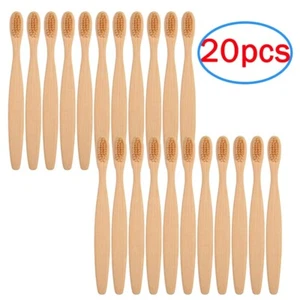 USA 20Pcs Bamboo Toothbrush Natural Organic Medium BPA Free Soft Healthy Brush - Picture 1 of 9