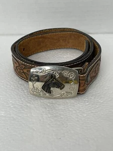 Vintage Kids Horse Buckle Belt leather Made In USA - Picture 1 of 8