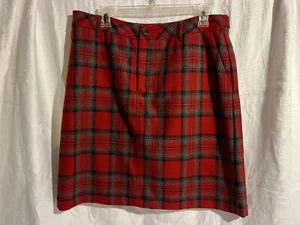 Brand New Eddie Bauer Womens Size 12 Red and Gray Plaid Wool Skirt with Tags - Picture 1 of 6