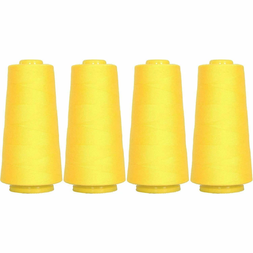 4 BIG CONES YELLOW SERGER SEWING THREAD 2750 YD TEX 27 40S/2-THREADART - Image 1 of 4