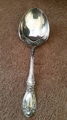 1847 ROGERS BROS CAZUELA BAYAS SÓLIDAS CUCHARA GRANDE para servir rosas margaritas flores Foto 1 de 4