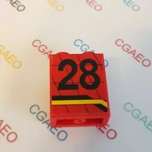 1 X Lego 4864apb004R Panel 1 x 2 x 2 - Solid Studs with Black Number 28 and Ang - Imagen 1 de 1