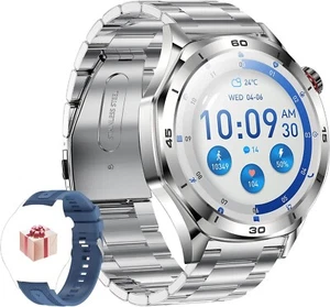 Men's Smart Watch 1.52" HD Screen Bluetooth Fitness Tracker Android IOS (Silver) - Picture 1 of 8