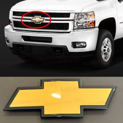 Front Bowtie Emblem Gold Black Fit 2011-2014 Silverado 2500HD 3500HD PT 22829420 - Image 1 of 3