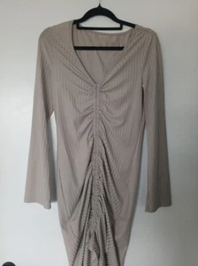 Women's Caramel Brown long sleeve cinched dress ladies Sz S 8 10 - Picture 1 of 8